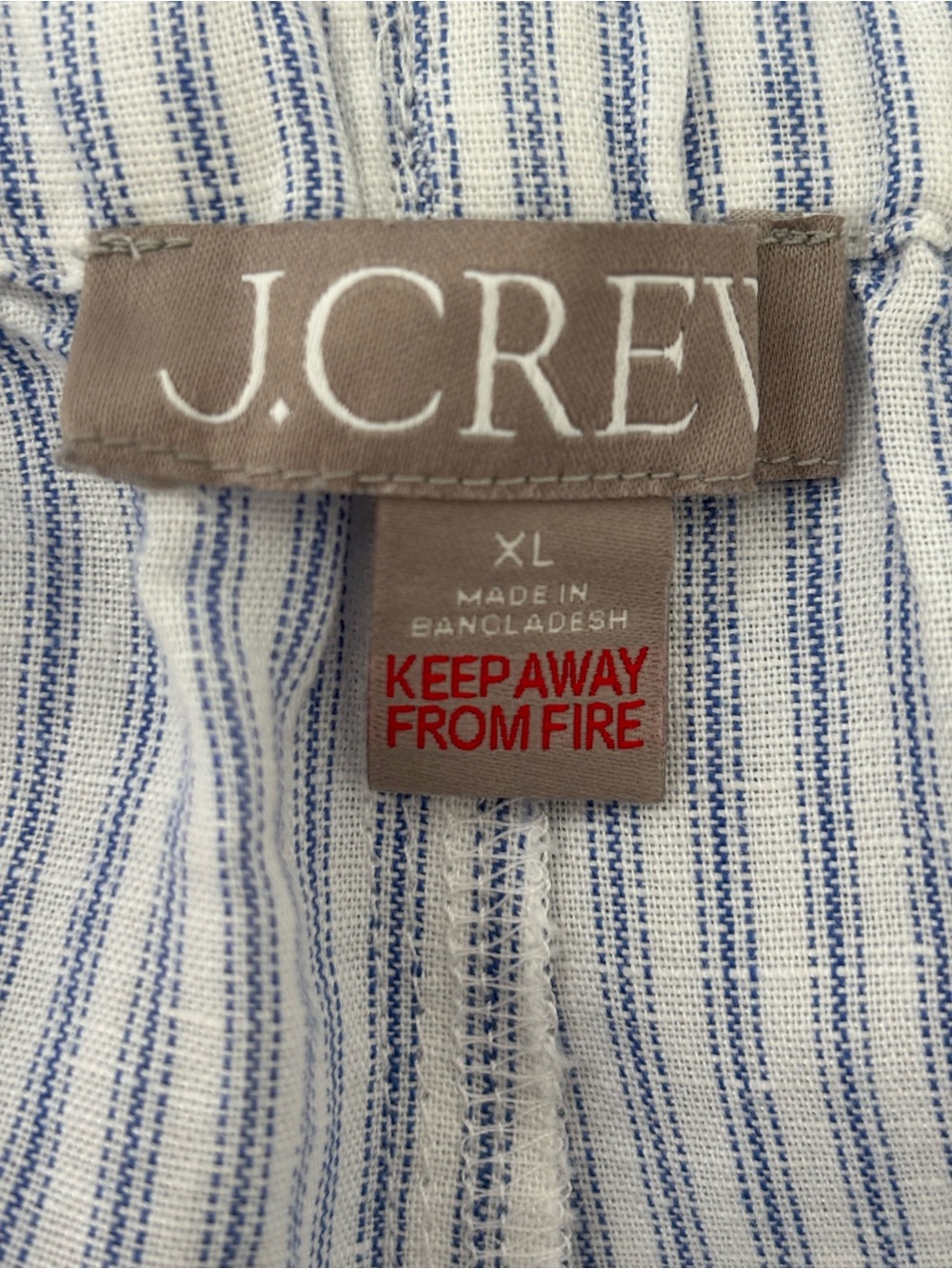 J.Crew Lace-Trim Camisole Pajama Short Set NWT Linen Blend Striped Blue White XL - Picture 8 of 10